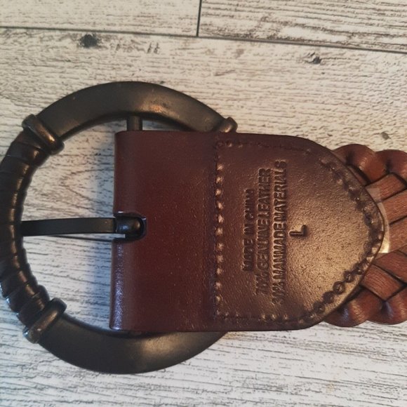 Size Large Woven Leather Belt Brown Braided Boho Western NEW main image 6
